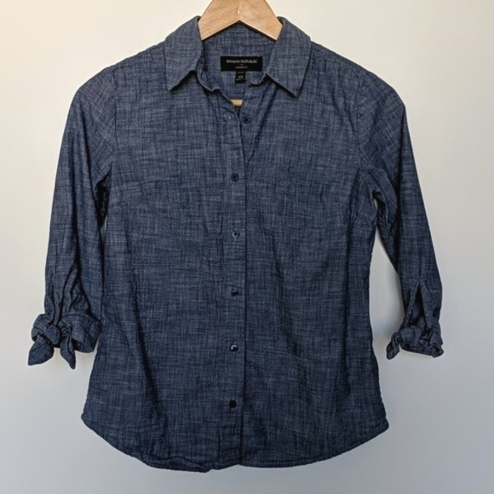 Banana Republic tie-sleeve chambray button down
